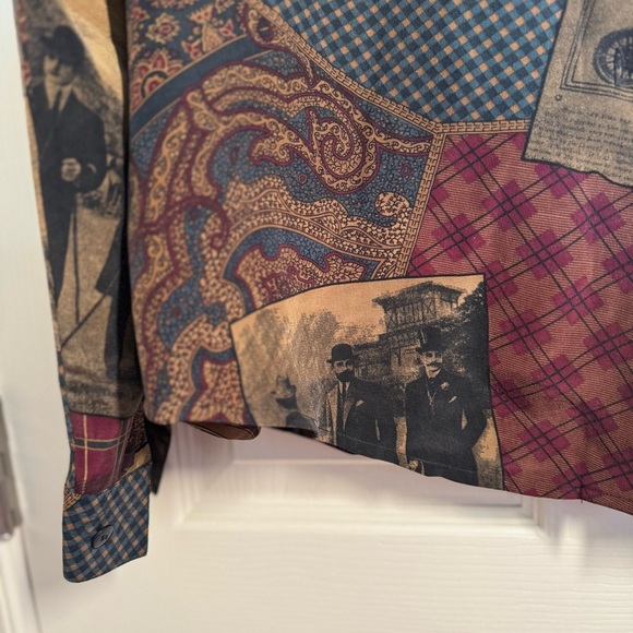 Vintage Ellen Tracy Patchwork Button-Up Shirt 100% Silk - Picture 4 of 12